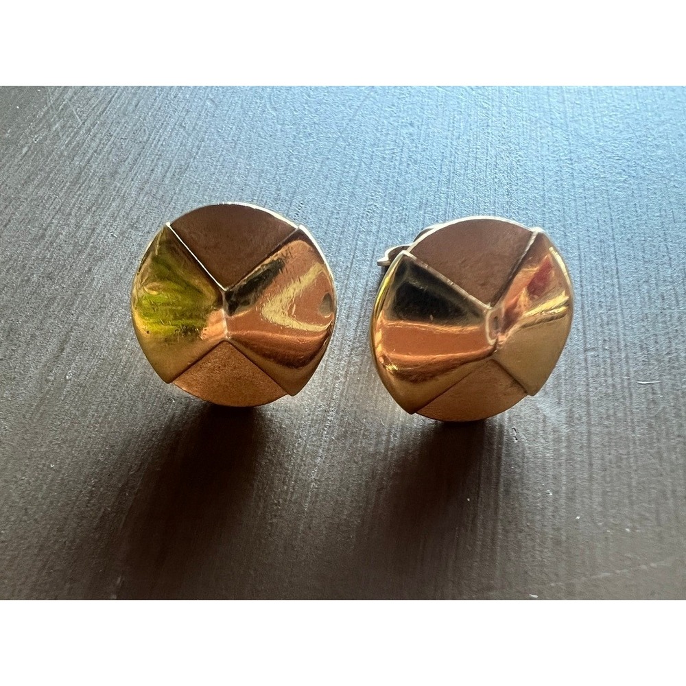 Givenchy Clip-On Earrings Gold 1979 Vintage Domed Faceted Studs Retro Glam Chic